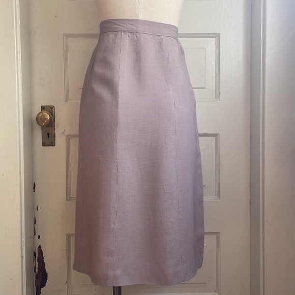 1940’s Light Pink and Grey Muted Houndstooth Pencil Skirt with Side Metal Zip - Picture 5 of 14